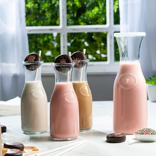 Glass Carafes with Lids (Set of 3, 1 Liter)
