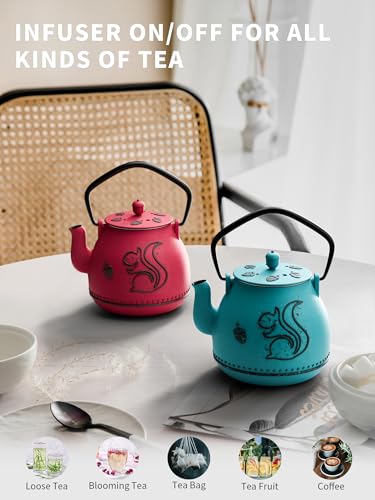 Teapot with Removable Infuser (1 Quarts / Blue Squirrel)