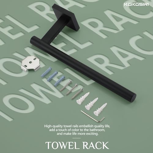 Towel Bar Matte Black Bathroom Hardware Hand Towel Rails Wall Mounted Kitchen Toilet Cabinet Paper Holder (Matte Black / 1 Pack)
