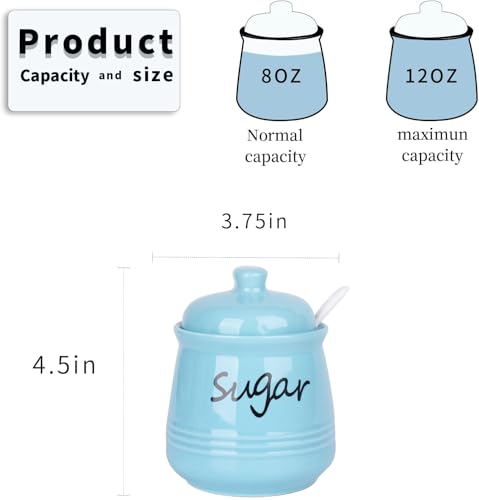 12oz Ceramic Sugar Bowl with Lid and Spoon