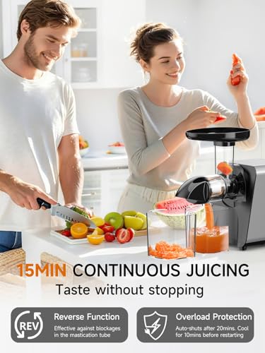 Slow Juicer Machine for Vegetables and Fruits Cold Press Masticating Extractor Celery Wheatgrass Leafy Greens Carrot Ginger Beet