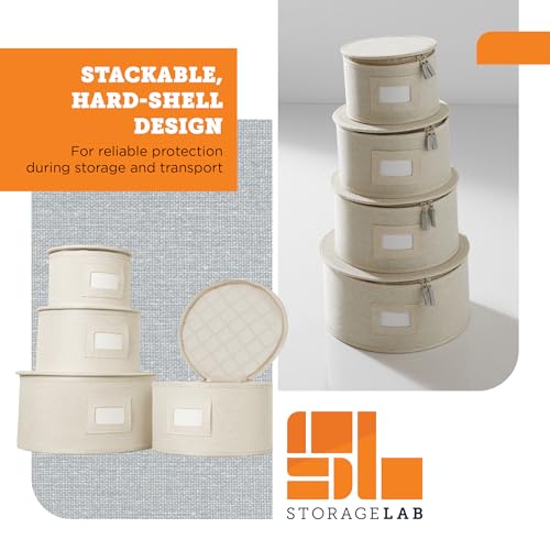 4 Piece China Plate Storage Set (Cream / 4 Piece Hard Shell Set for Plates)