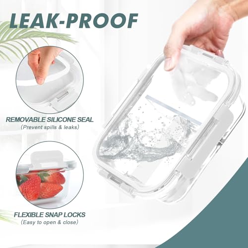 30 oz 5 Pack Glass Meal Prep Containers 2 Compartments (White / 2-Compartment 30 oz)