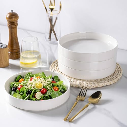 9.25" Ceramic Pasta Bowls Set of 4 (Set of 4 / White)