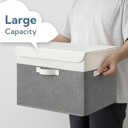 Memory Keepsake Storage Box (White/Gray / Extra Large-2 Pack)