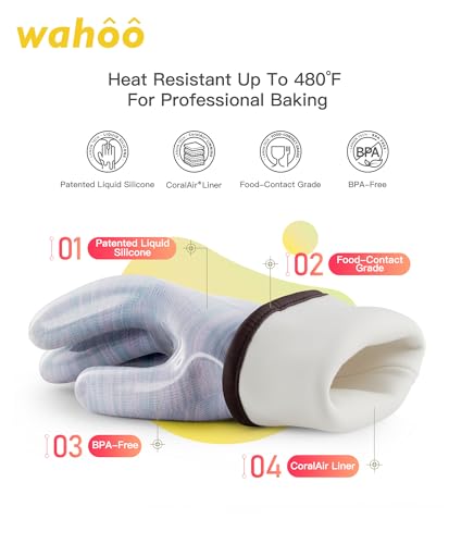 wahoo 12 Inch Liquid Silicone Oven Mitts (Purple / M/8)