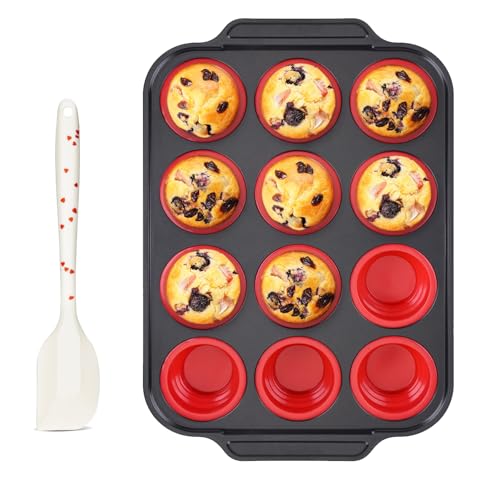 Silicone Muffin Pan for Baking with Metal Frame