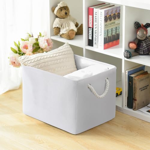 Organization and Storage Basket for Shelves (White Color / 3PCS/Extra Jumbo - 20.5Lx15.7Wx13.8H)