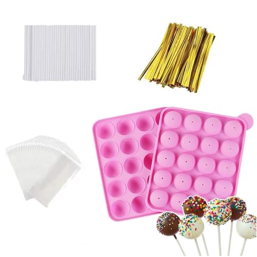 20 Cavity Silicone Cake Pop Mold Set With Lollipop Sticks (Cake pop)