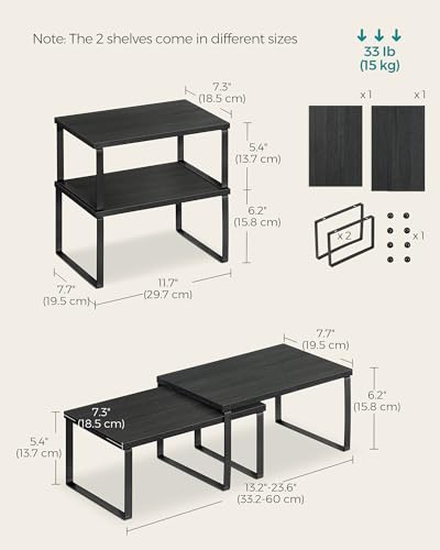Cabinet Organizer Shelf (Ink Black + Ebony Black / 2*S (5.4"H) + 2*S (6.2"H))