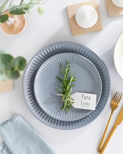 12 Piece Stoneware Dinnerware Set for 4 (Hygge / Gray Blue / Set for 4 (12pcs))