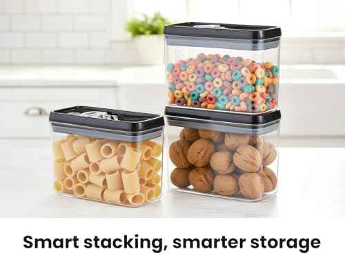 Flip Tite Storage Container with Lid 4” RECTANGULAR Airtight Ring Flip Top (Black / 4")