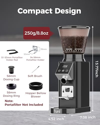 G1 40mm Conical Burr Coffee Grinder with 48 Grind Settings (Noir)