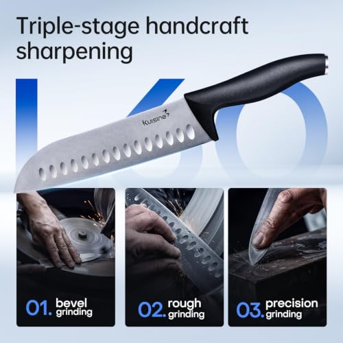 Knife Set 15 pieces High Carbon Stainless Steel Professional Kitchen Knife block set with Sharpener Black