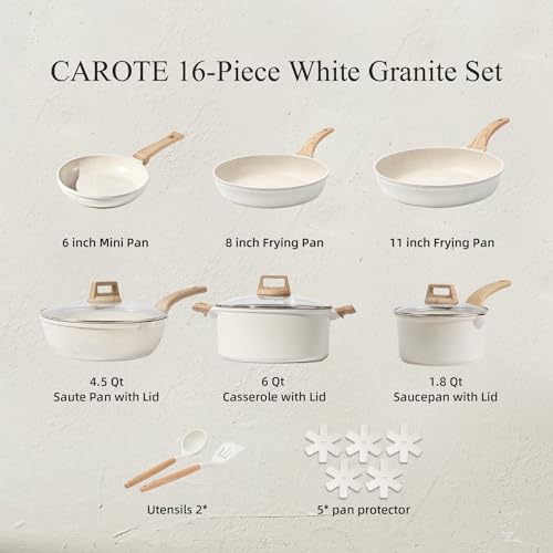 16 Piece Cookware Set (Cream White / 16 Piece)
