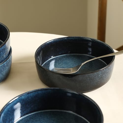 Eden 4 Piece Pasta Bowl Set Stoneware (Dark Blue / 4-Piece - Pasta Bowl)