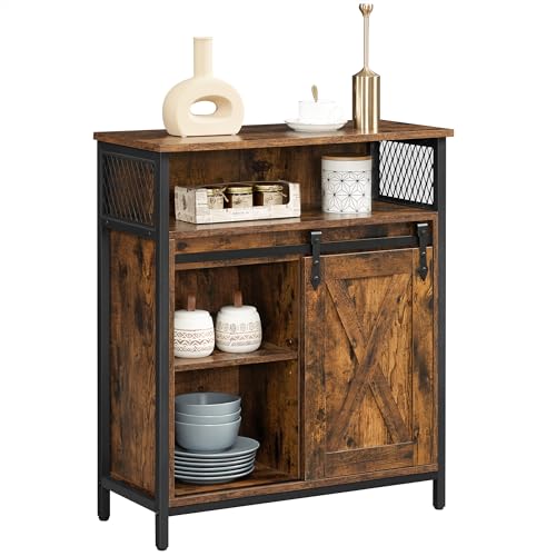 Buffet Cabinet (Without Power Outlet and Light / 11.8"D x 27.6"W x 31.5"H / Rustic Brown + Ink Black)