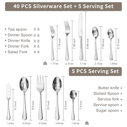Silverware Set for 8 (45-Piece)