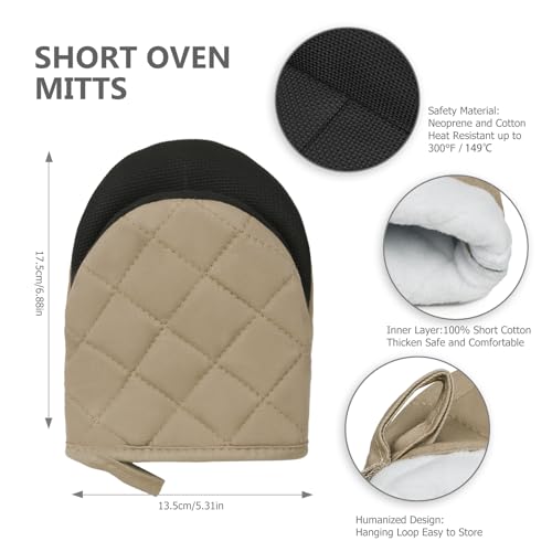 1 Pair Short Oven Mitts (Coffee)