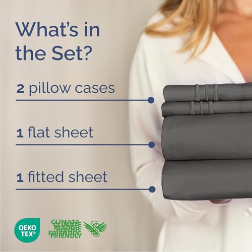 Cal King Size 4 Piece Sheet Set (07 - Charcoal / California King)