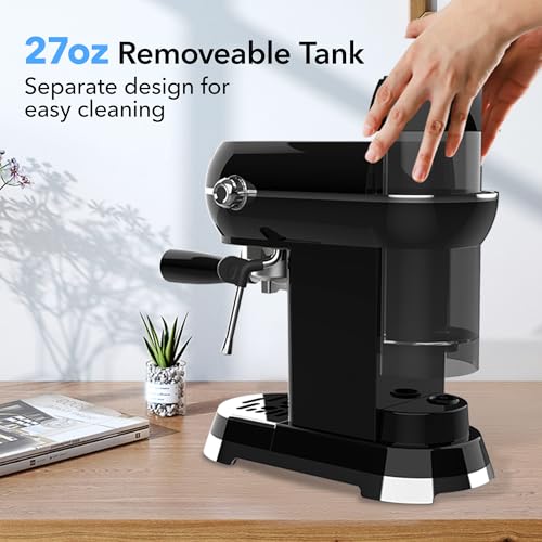 20Bar Compact Espresso Machine with Milk Frother (Black)