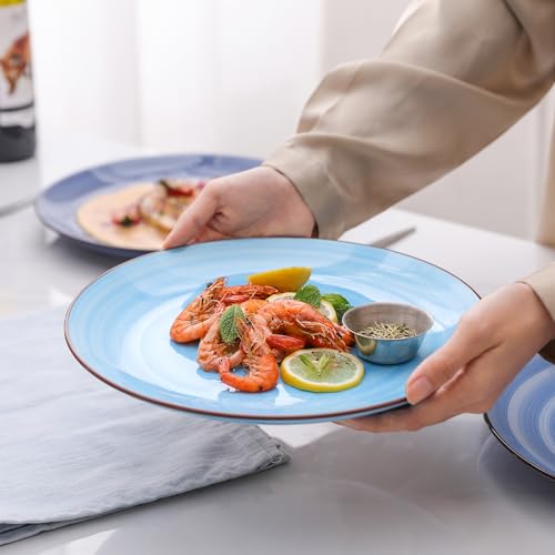 Ceramic Plates and Bowls Set (Gradient Blue / 24 Pieces)