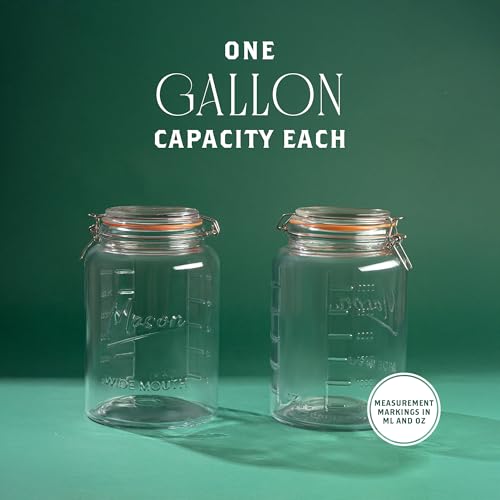 1 Gallon Glass Mason Storage Jars with Airtight Lids & Measurment Marks (Gallon Jar - Pack of 2)