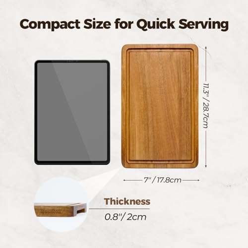 Small Acacia Wood Cutting Board for Kitchen (11.5"L x 7"W)