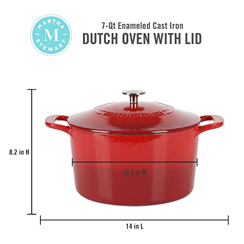 Gatwick 7 Quart Enamel Cast Iron Dutch Oven (Red Ombre / 7-Quart)