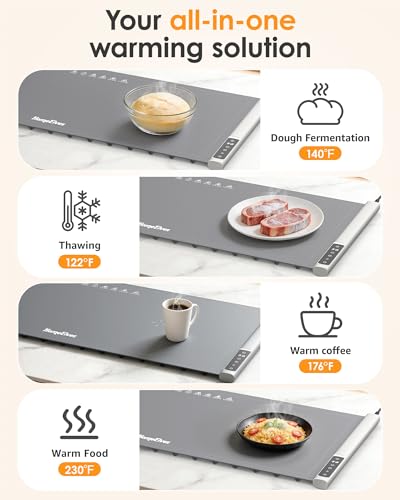 Warming Mat for Food 36"x16" with Heat Resistant Mat (Light Gray / 36x16 Inch)