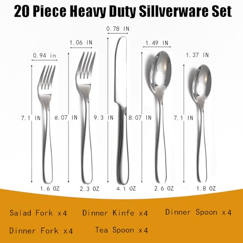 20 Piece Silverware Set (Silver / 20 Piece)