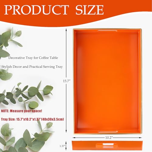 Orange Decorative Serving Tray with Handles (Orange)