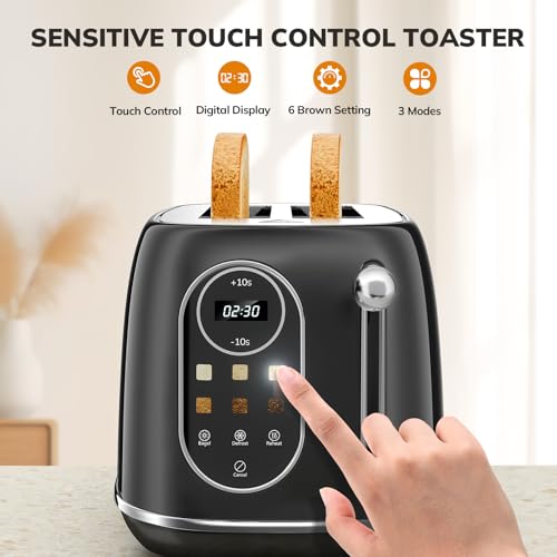 Smart Touch Screen Toaster 2 Slice (Extra Wide Slot / Black)
