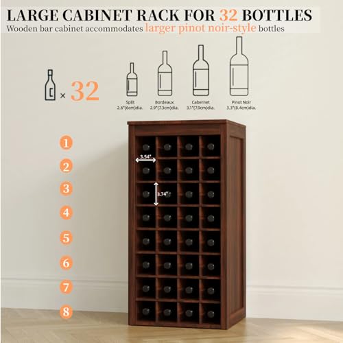 8 Tier Freestanding Wine Rack Wood (32 Bottles / Walnut)