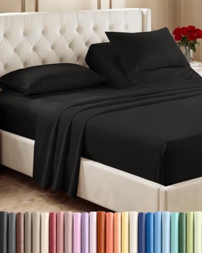 Flex Top Split Head King 4 Piece Sheet Set (08 - Black / Split Head/Flex Top)
