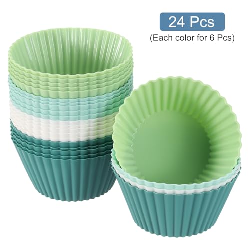 24Pcs Silicone Cupcake Liners (Colorful / 2.8")