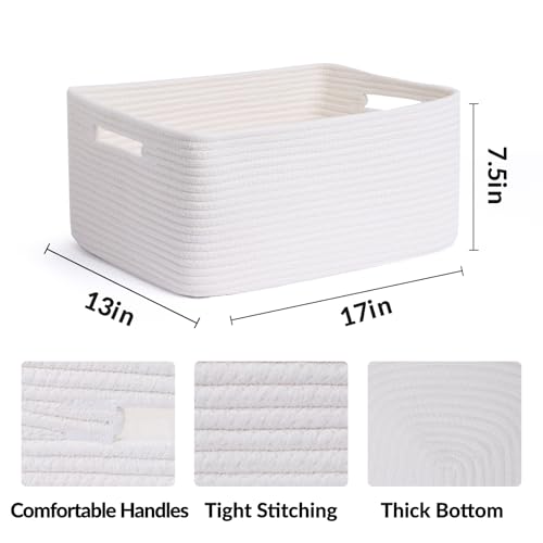 Large Storage Baskets for Shelves (3pcs-L17×W13×H7.5" / Off White)
