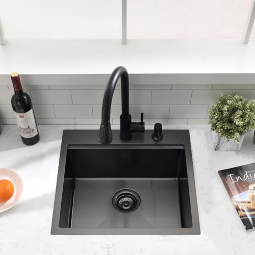 20 inch Black Drop in Bar Sink (20"L x 19"W x 10"D / Black（20*19 ）)