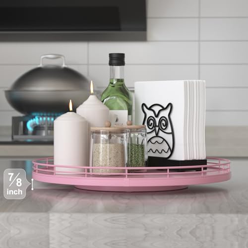 13" Oak Wood Lazy Susan Organizer (Pink / 13)