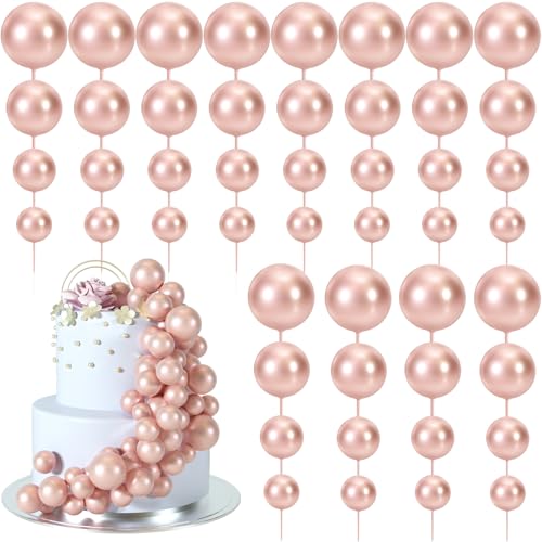 48 Pcs Balls Cake Topper Decorations Balloon Cupcake Toppers Foam Cake Topper Balls Cake Balls Decorations for Birthday Party Wedding Anniversary Cake Decorating (48 Count)