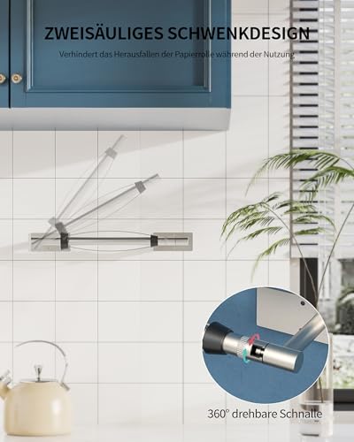 Paper Towel Holder Under Cabinet with Damping Single Hand Operable