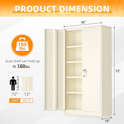 Metal Garage Storage Cabinet (Putty / 72")