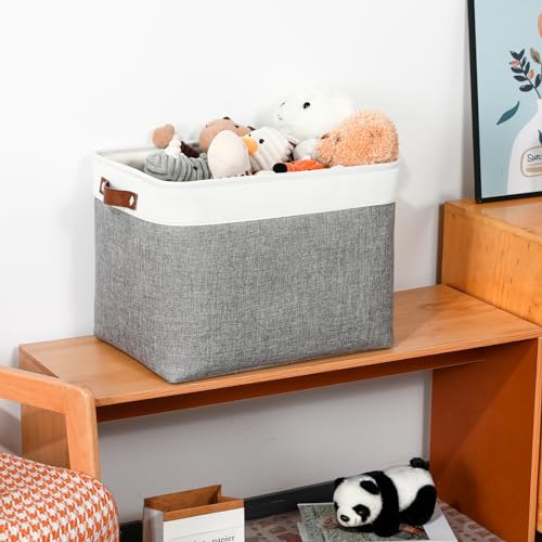 Large Storage Baskets (White&Grey / XL-16"x 12"x12")