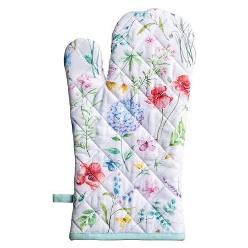 Maison d'Hermine Oven Gloves 100% Cotton Oven Mitt (031 - Just Floral / 7.5" x 13" (Oven Mitt))