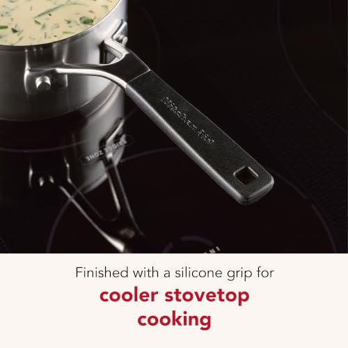 Stainless Steel Induction Sauce Pan with Pour Spouts (Brushed Stainless Steel / 1 Quarts)