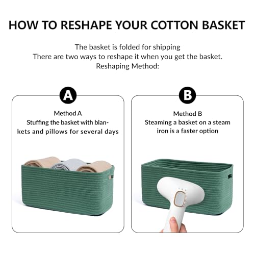 Large Storage Baskets for Shelves (2pcs-L17×W13×H7.5" / Green)