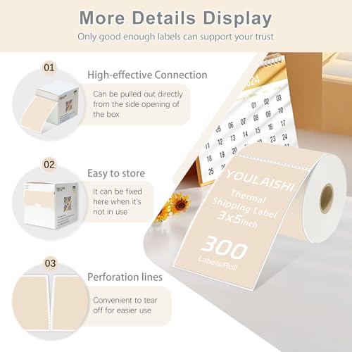 3 X 5 Inch Printable Waterproof Rectangle Color Coding Labels (Light Brown)