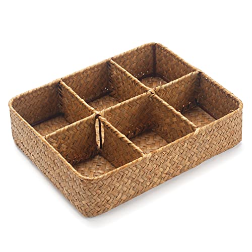 Tea Bag Sugar Packet Holder (10.2 x 7.9 x 2.6 inch / 6 Divided Basket)