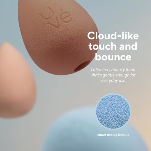 PURE Makeup Blender Sponge 3 (3 Count (Pack of 1) / Multi-Colored (1 Halo, 1 Teardrop, 1 Cut)