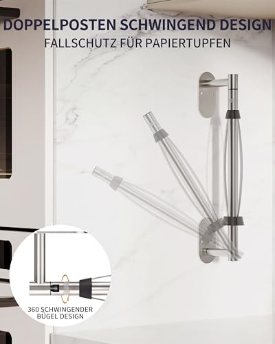 Paper Towel Holder Under Cabinet with Damping Single Hand Operable (Brushed Nickel / One Hand Tear Holder)